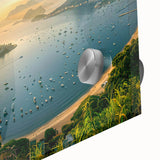 Close-up of a vibrant acrylic glass wall art piece from the Landscapes Harbor Design collection, showcasing intricate details and bold colors, perfect for modern home decor.