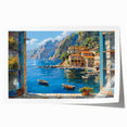 Rolled print of a serene harbor landscape featuring soft blue hues and gentle waves, perfect for home decor. Ideal for art lovers seeking tranquility.