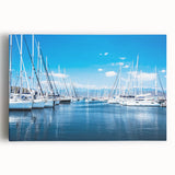 Harbor landscape wall art collection featuring a vibrant, colorful design on stretched canvas, showcasing serene water and sky elements, perfect for home decor.