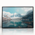 Framed acrylic wall art depicting a serene harbor landscape design, featuring vibrant colors and intricate details, showcased from a front view against a black frame.