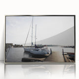 Framed acrylic wall art depicting a serene harbor landscape, showcasing vibrant colors and intricate details, perfect for enhancing home decor.