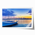 Stunning wall art print featuring a serene harbor landscape with vibrant colors, perfect for home decor. This rolled design can enhance any living space.