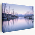 Stretched canvas wall art showcasing a serene harbor landscape design, featuring vibrant colors and intricate details, ideal for enhancing modern home decor.