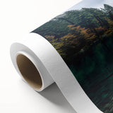 Rolled canvas wall art showcasing a serene harbor landscape design, featuring vibrant blues and greens. Ideal for enhancing home decor or office spaces.