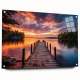 Acrylic glass wall art display showcasing a vibrant harbor landscape design, elegantly mounted with pins for a modern finish. Ideal for enhancing home decor with coastal charm.