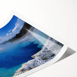 Beautiful rolled wall art print showcasing a serene hot spring landscape, featuring vibrant colors and intricate details, perfect for home decor enhancement.