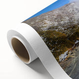 Rolled canvas showcasing a serene hot spring landscape design, featuring vibrant colors and intricate details, ideal for home decor and relaxation themes.