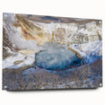 Acrylic wall art piece showcasing a serene hot spring landscape, featuring vibrant colors and intricate details, presented in a side view with decorative pins.