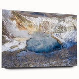 Acrylic wall art featuring a vibrant hot spring landscape design, showcasing rich colors and intricate details, ideal for modern home decor. Perfect for adding warmth and tranquility to any room setting.