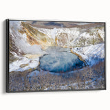 Framed canvas wall art depicting a serene hot spring landscape, showcasing vibrant colors and intricate details, perfect for enhancing home décor and creating a calming atmosphere.
