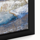 Framed canvas wall art showcasing a serene hot spring landscape, highlighting vibrant colors and intricate details, perfect for enhancing any home decor.