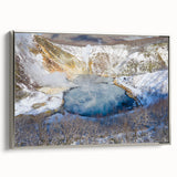 Framed canvas wall art showcasing a serene hot spring landscape design with soft pastel colors, featuring a silver frame that enhances its elegance. Perfect for home decor.