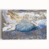 Stretched canvas wall art depicting a serene hot spring landscape, featuring vibrant greens and blues, designed to enhance relaxation in any space.