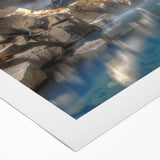 Vibrant rolled canvas artwork showcasing a serene hot spring landscape with lush greenery and tranquil water, perfect for home decor and relaxation themes.