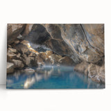 Stretched canvas wall art featuring a serene hot spring landscape design, showcasing vibrant colors and natural elements, perfect for home decor enhancement.