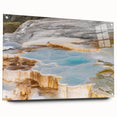 Acrylic glass wall art featuring a serene hot spring landscape design, showcasing vibrant colors and intricate details, mounted with pins for easy display.