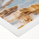 Vibrant rolled canvas artwork showcasing a serene hot spring landscape design, ideal for home decor, featuring rich colors and intricate details, beautifully packaged.