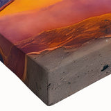 Close-up of a vibrant stretched canvas wall art depicting a serene hot spring landscape, showcasing lush greenery and tranquil water reflections. Ideal for nature lovers and home decor enthusiasts.