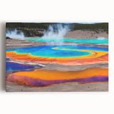 Stretched canvas wall art showcasing a serene hot spring landscape design, featuring vibrant colors and intricate details, perfect for home decor enhancement.