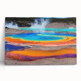Stretched canvas wall art showcasing a serene hot spring landscape design, featuring vibrant colors and detailed textures, ideal for enhancing home decor.