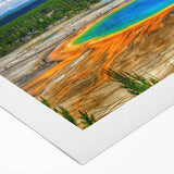 Rolled canvas artwork showcasing a vibrant hot spring landscape design, featuring rich colors and intricate details, ideal for enhancing home decor.