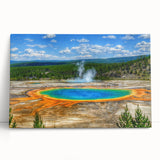 Stretched canvas wall art featuring a serene hot spring landscape design, showcasing vibrant natural colors and intricate details, perfect for enhancing home decor.