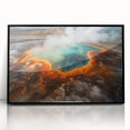 Framed acrylic wall art featuring a serene hot spring landscape design, showcasing vibrant colors and intricate details, perfect for modern home decor.