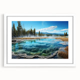 Framed wall art collection featuring serene hot spring landscapes with a white mat, perfect for home decor. Ideal for adding a calming touch to interiors.