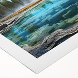 Rolled landscape wall art featuring a serene hot spring design, showcasing vibrant colors and intricate details printed on high-quality canvas, ideal for home decor.