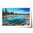 Vibrant rolled print of a serene hot spring landscape design, showcasing lush greenery and tranquil waters, ideal for enhancing home decor with a calming aesthetic.
