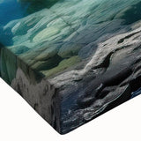 Close-up of a vibrant hot spring landscape wall art design on stretched canvas, showcasing rich colors and intricate details, perfect for home decor or relaxation spaces.