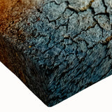 Close-up of a vibrant stretched canvas wall art showcasing a serene hot spring landscape design, featuring rich colors and intricate details, perfect for home decor.