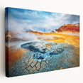Stretched canvas wall art showcasing a serene hot spring landscape design, featuring vibrant colors and intricate details, perfect for home decor enhancement.