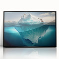 Framed acrylic wall art showcasing a stunning iceberg landscape design with intricate details, set in a sleek black frame, ideal for modern home decor.