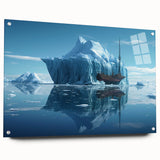 Exquisite wall art showcasing a side view of an acrylic glass iceberg design, featuring vibrant colors and intricate details, perfect for modern decor.