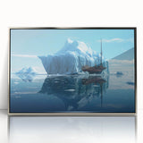 Framed acrylic wall art showcasing a stunning iceberg design in silver, perfect for modern decor. This piece adds a touch of elegance and tranquility to any space.