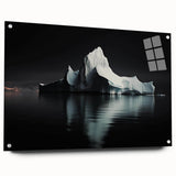 Acrylic glass wall art featuring a stunning iceberg landscape design, side view showcasing its sleek pins for easy mounting, perfect for modern decor.