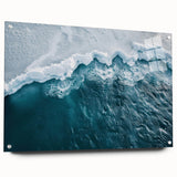 Acrylic glass wall art featuring a stunning iceberg landscape design, displayed in a side view with sleek pins. Ideal for modern decor and nature enthusiasts.
