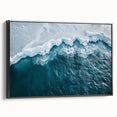 Framed canvas wall art showcasing an iceberg landscape design, featuring a sleek black frame and side view perspective, perfect for modern home decor.