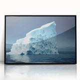 Framed acrylic wall art featuring a vibrant iceberg landscape design, showcased in a sleek black frame, ideal for modern home decor and art enthusiasts.