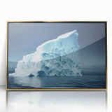 Framed acrylic wall art showcasing a stunning iceberg landscape design with gold accents, perfect for modern home decor. Emphasizes cool colors and serene beauty.