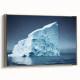 Framed canvas wall art showcasing a stunning iceberg landscape design with a gold border, ideal for modern home decor. The piece adds elegance and tranquility to any room.