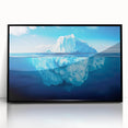 Framed acrylic wall art showcasing a stunning iceberg landscape design with a sleek black frame, ideal for modern home decor and art enthusiasts.
