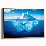 Framed canvas wall art showcasing a stunning iceberg landscape design with gold accents, set against a sleek black frame, perfect for modern home decor.