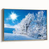 Framed canvas wall art depicting a stunning iceberg landscape design with gold accents, showcasing a side view that highlights the intricate details and textures. Perfect for modern home decor.