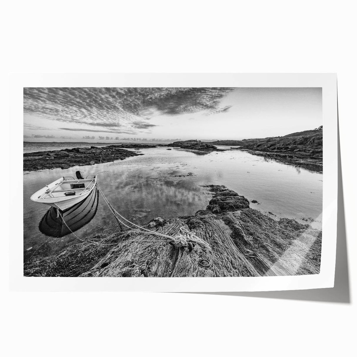 Scenic landscape wall art print showcasing serene lakes and mountains in vibrant colors, rolled and ready for framing, perfect for home decor.