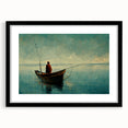 Framed wall art design showcasing serene landscapes and lakes, featuring a black mat and frame. Ideal for home decor in living rooms or offices.