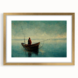 Framed wall art showcasing a serene lake landscape design, featuring a gold mat and frame, perfect for enhancing home decor with nature-inspired elegance.