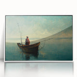 Framed wall art collection showcasing serene lake landscapes in acrylic, featuring a white frame that enhances the tranquil colors and details of nature.