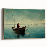 Framed wall art collection showcasing a serene lake landscape design with gold accents, beautifully displayed from a side view, ideal for home decor.